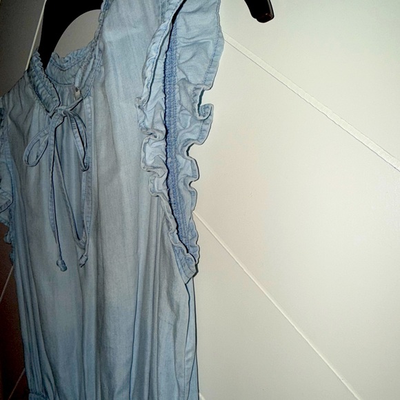 Bella Dahl Ruffle Sleeve Mini Dress Tencel Lycocell small Perennial Blue $165 - Picture 6 of 16